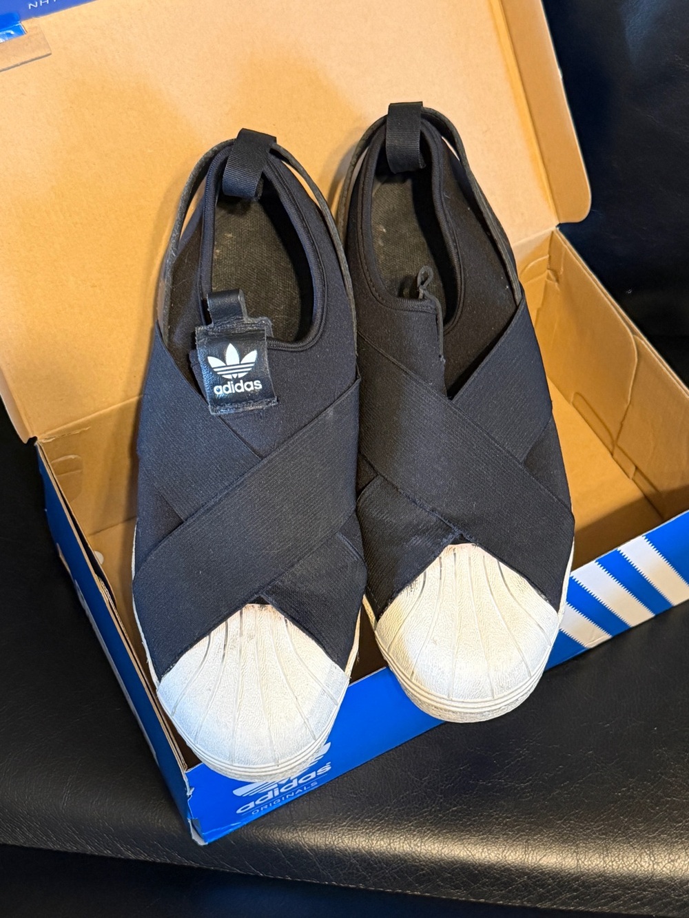 adidas Superstar Slip-On Crisscross Sneakers - Black with White Shell Toes